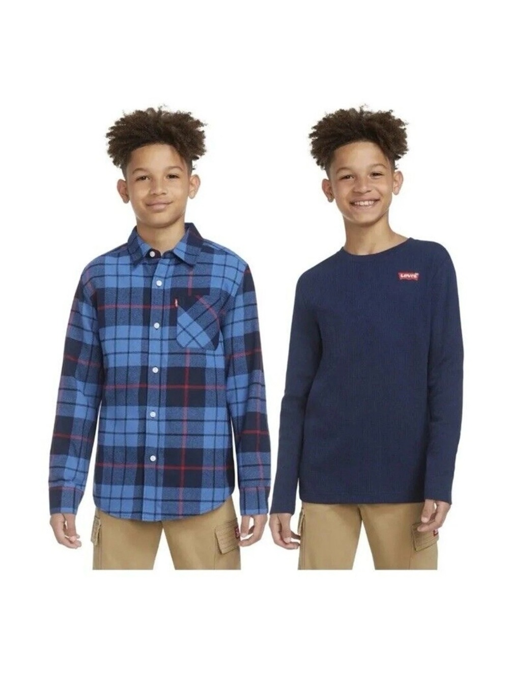 Levi's Youth Grey and Black Flannel & Thermal Top Set